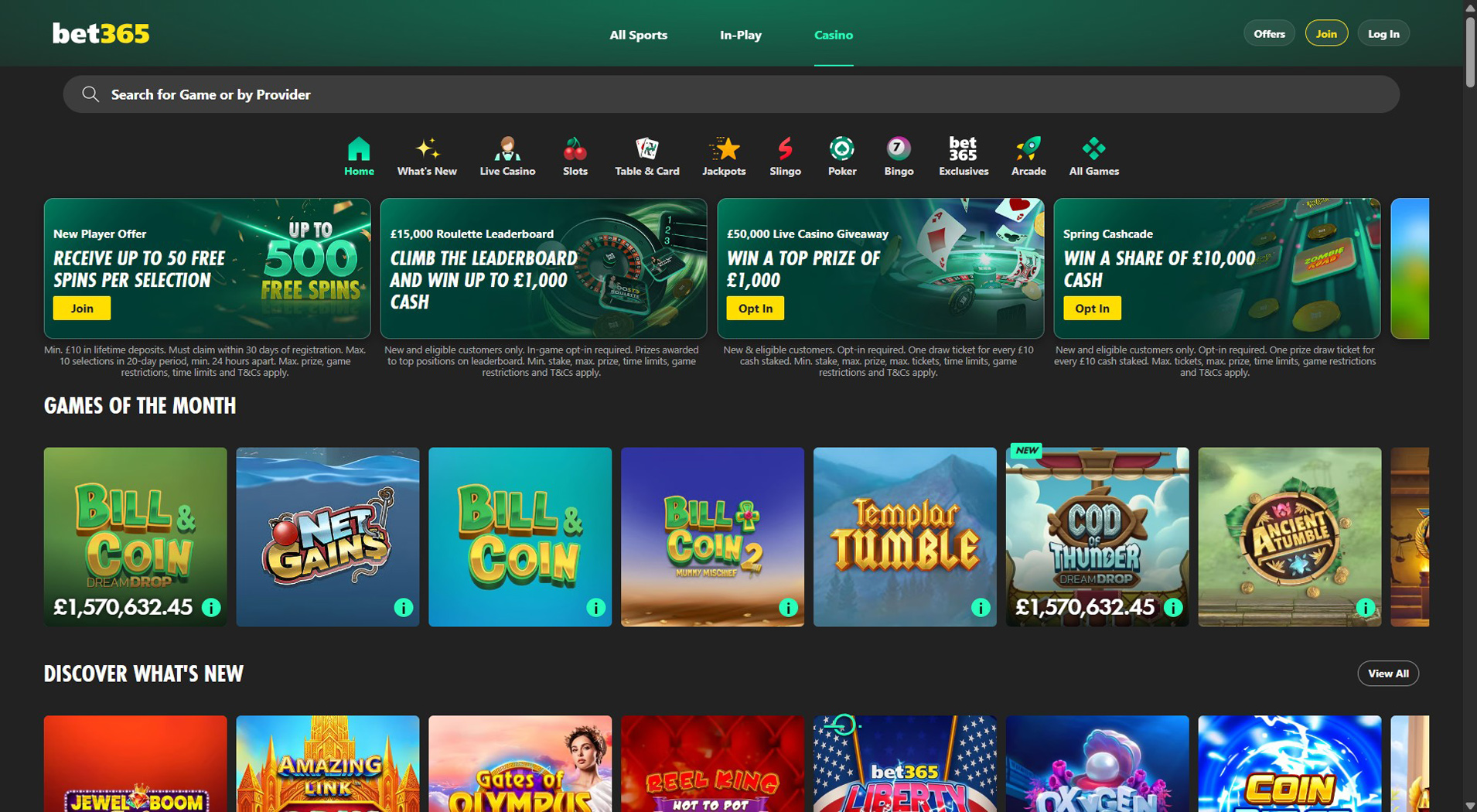 7. bet365 Casino - Balanced Jeton Casino Offer