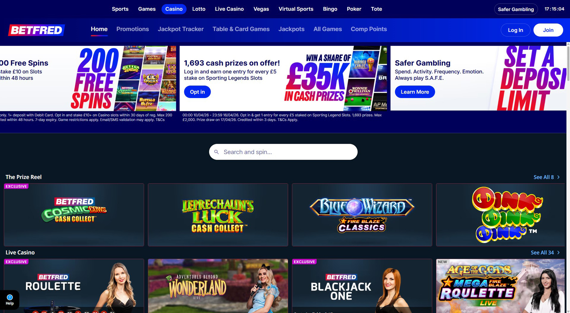 8. Betfred Casino - Popular Jeton Casino Bonus