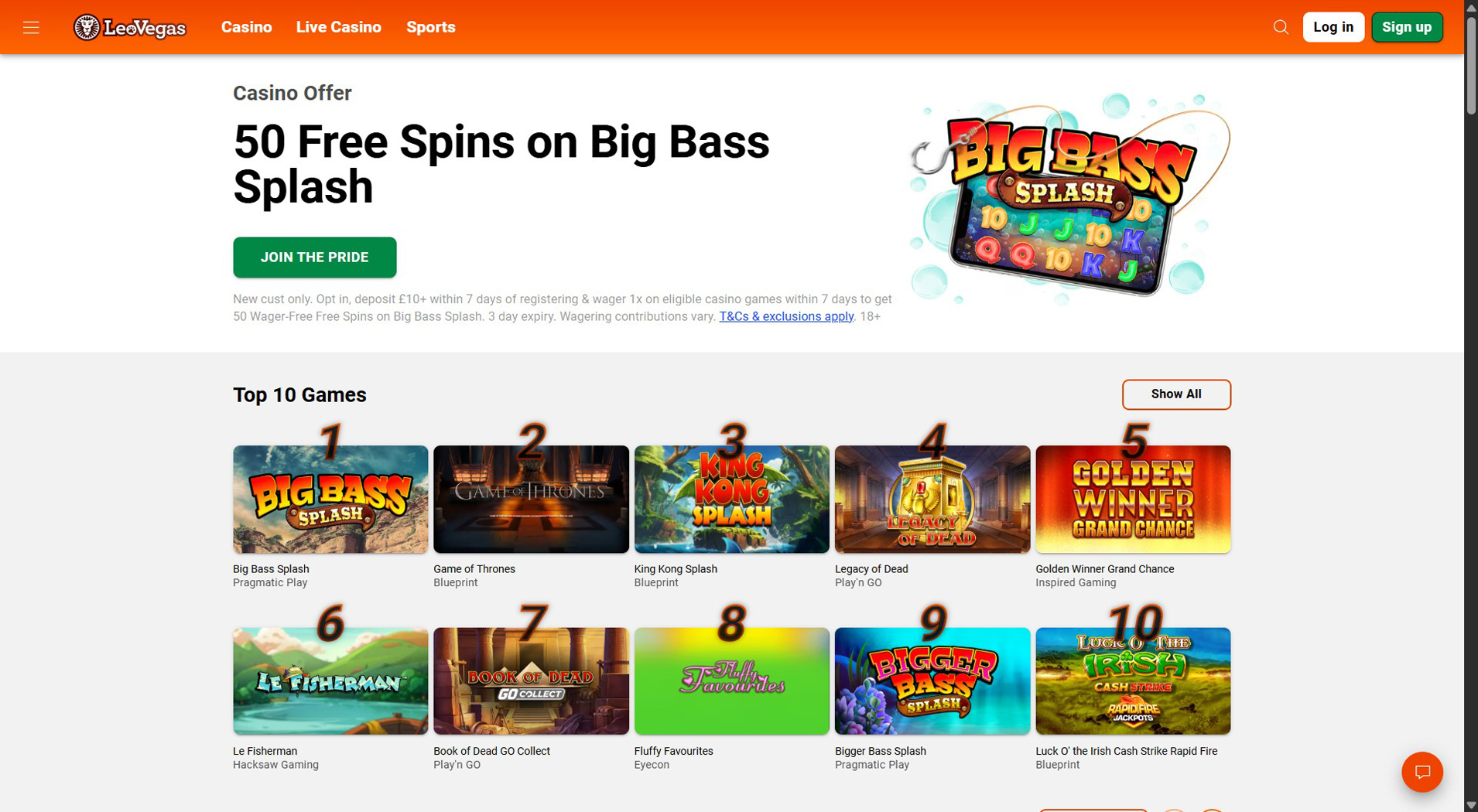 9. LeoVegas - Easy Jeton Casino Setup